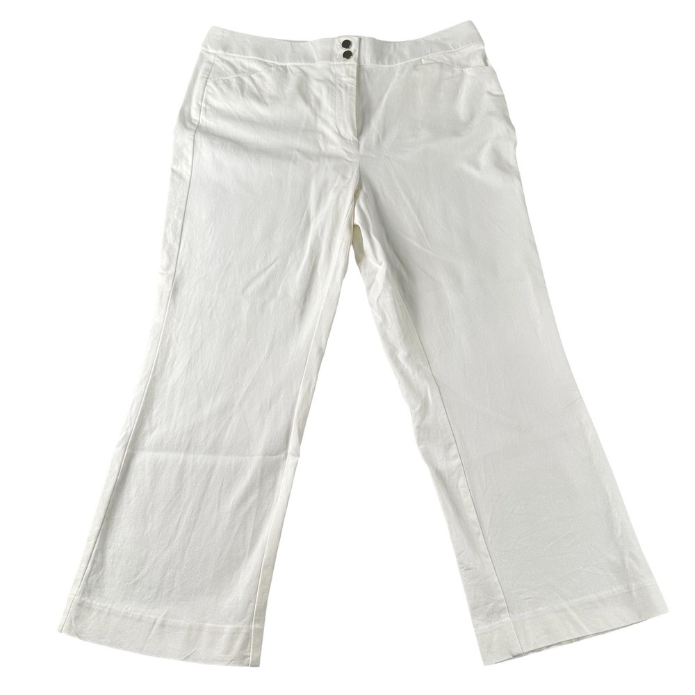 Chico's White Wide Leg Stretch Cotton Trousers Pants Size 0.5 US 6